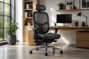 Ergonomic office chairs for tall people showing large seat depth and long backrests