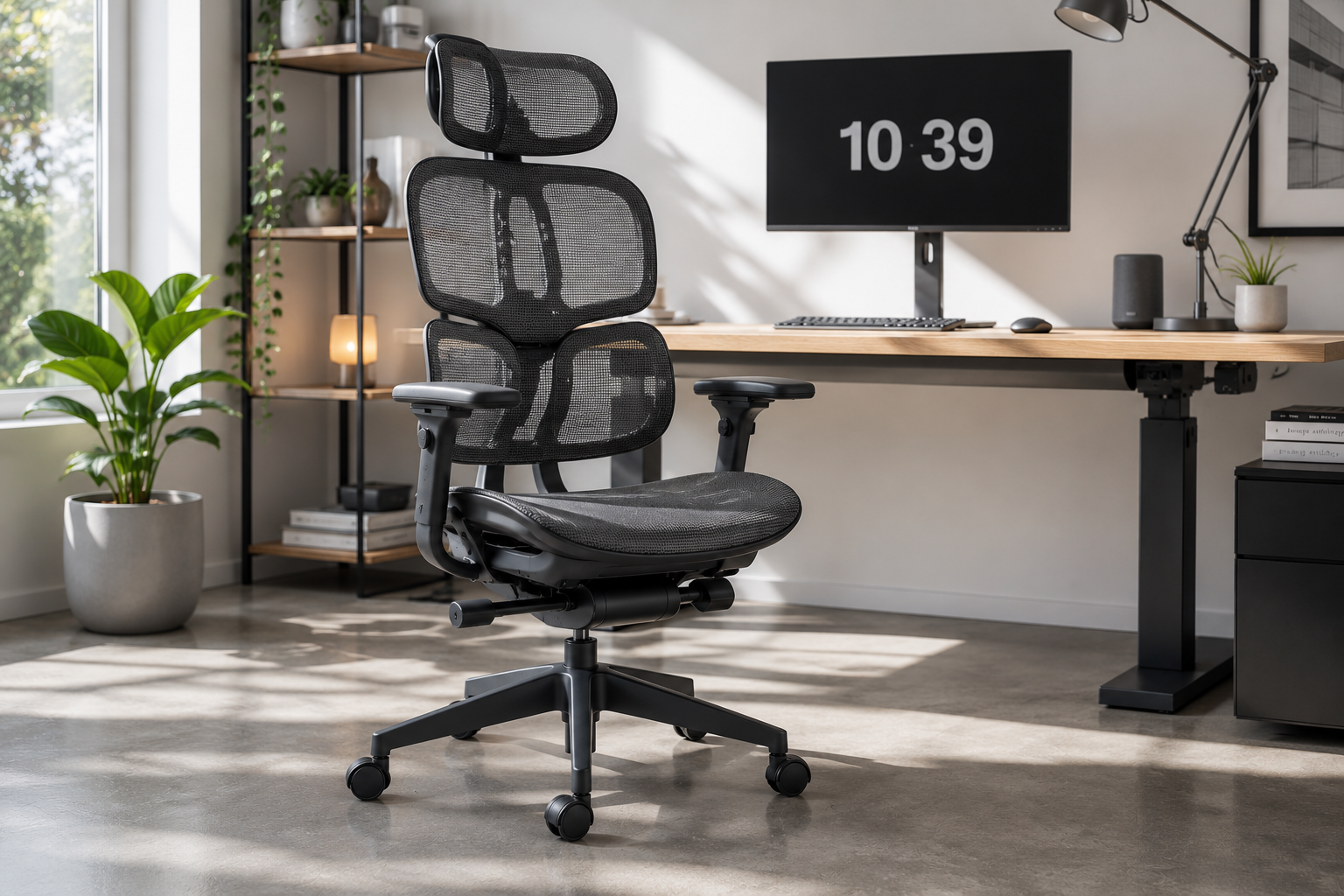Sihoo Doro C300 full profile view in a bright modern creative workspace