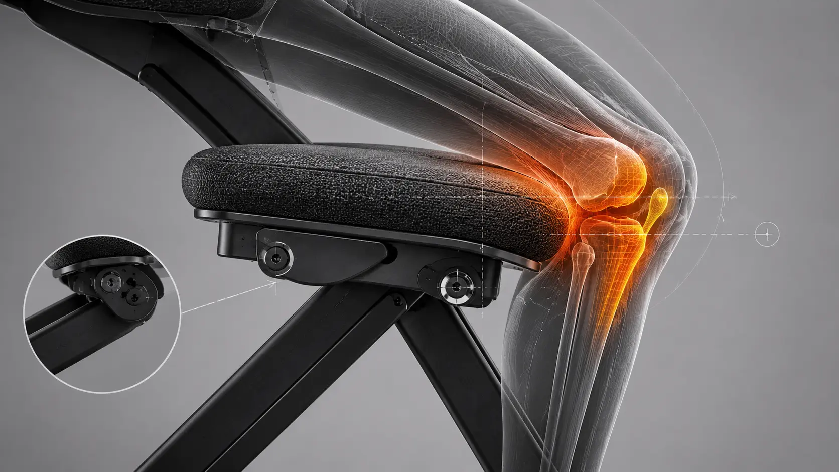 Biomechanical Close-Up View of Knee Joint Compression and Strain on a Kneeling Stool