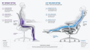 Biomechanical Diagram of Human Circulatory System and Skeletal Alignment in 135 Degree Recline Seating with Extended Footrest