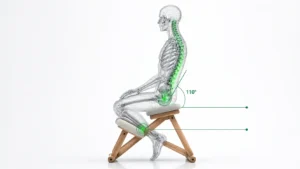 Biomechanical Diagram of Pelvic Tilt and Spinal Alignment on an Angled Kneeling Chair Matrix