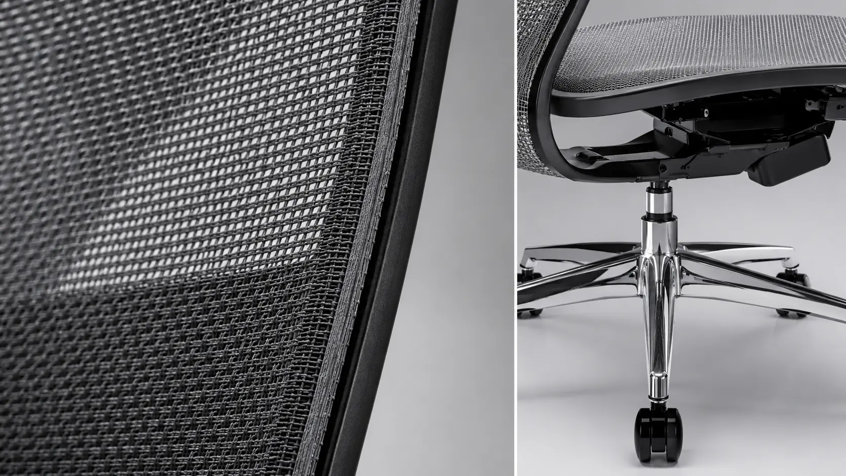 Close-Up Studio Product Shot of Premium Mesh Textures and Heavy-Duty Gas Cylinder Core