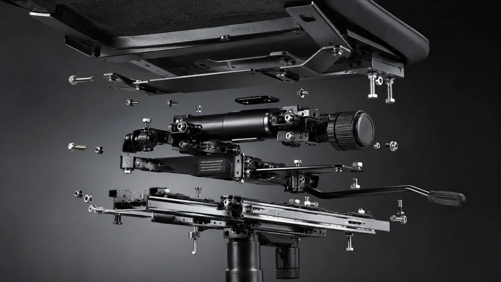 Mechanical Exploded Structural View Blueprint of Heavy-Duty Synchro-Tilt Recline Core System